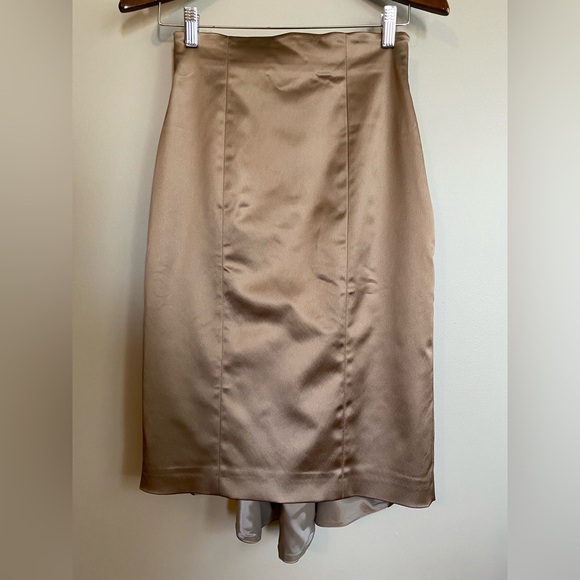 NWT Coast Satin Trumpet Pencil Skirt Porcini Colour Elegant Party Y2K Size 8 - Picture 2 of 9